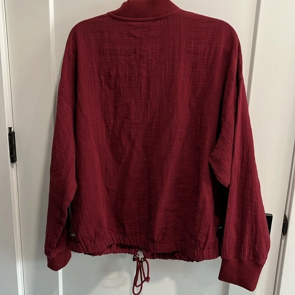 Matilda Jane Jacket Crimson Burgundy Lightweight Zipper Gauze NWOT